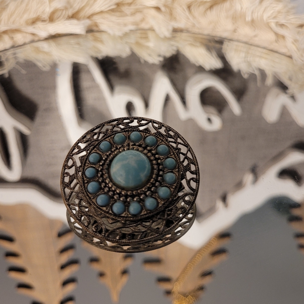 Turquoise marble brooch